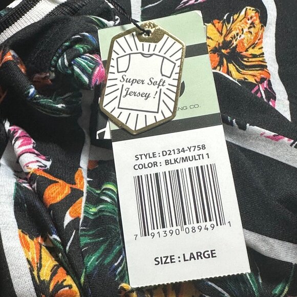 Fresh Prints Of Bel-Air Black Floral Striped Mens T-Shirt SZ L Dark Floral - Picture 4 of 8